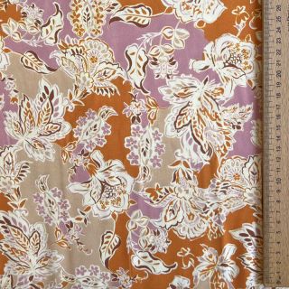 Wiskoza SATIN Flowie Noe orange digital print