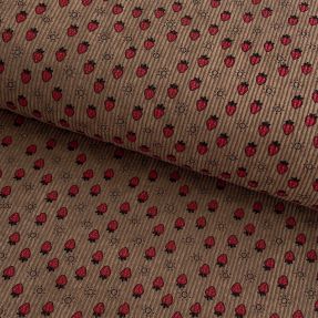 Sztruks STRETCH Little strawberries taupe