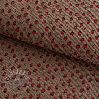 Sztruks STRETCH Little strawberries taupe