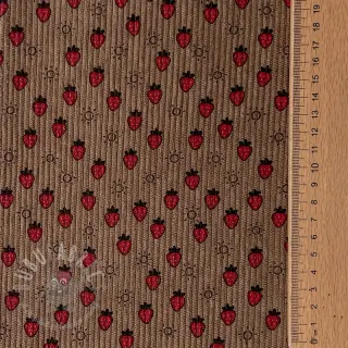 Sztruks STRETCH Little strawberries taupe