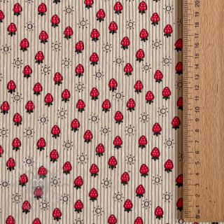 Sztruks STRETCH Little strawberries light sand