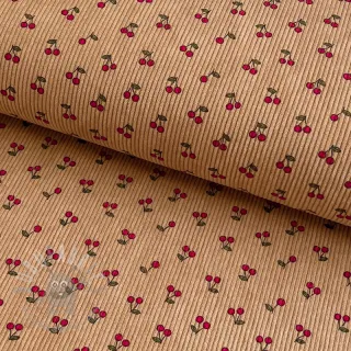 Sztruks STRETCH Little cherry sand