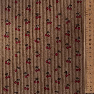 Sztruks STRETCH Little cherry taupe