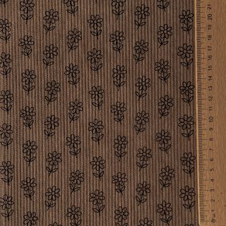 Sztruks STRETCH Little flower taupe