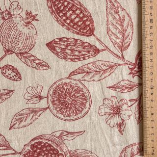 Tkanina dekoracyjna RUSTIC VINTAGE PRINT Granata groseille