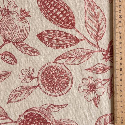 Tkanina dekoracyjna RUSTIC VINTAGE PRINT Granata groseille