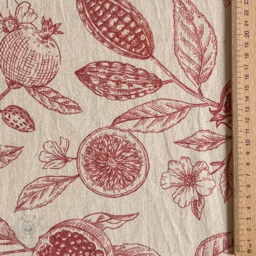 Tkanina dekoracyjna RUSTIC VINTAGE PRINT Granata groseille