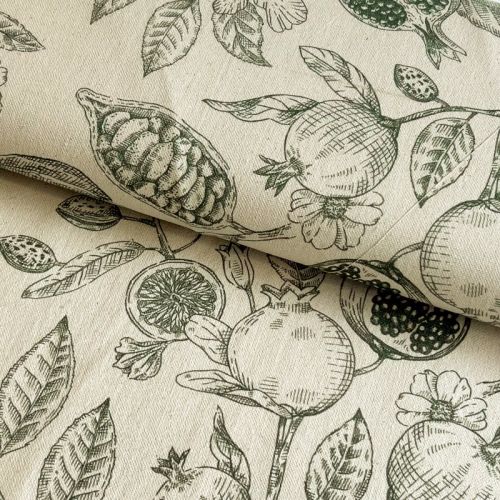 Tkanina dekoracyjna RUSTIC VINTAGE PRINT Granata kaki