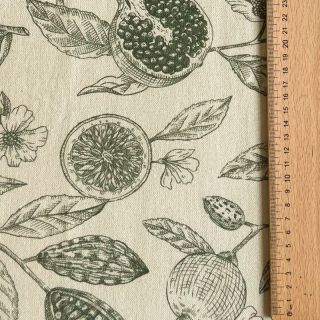 Tkanina dekoracyjna RUSTIC VINTAGE PRINT Granata kaki