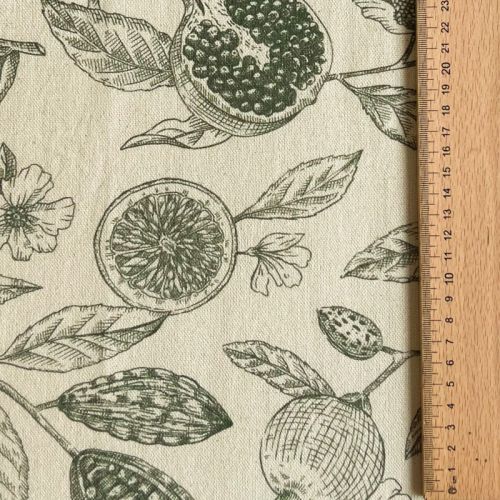 Tkanina dekoracyjna RUSTIC VINTAGE PRINT Granata kaki