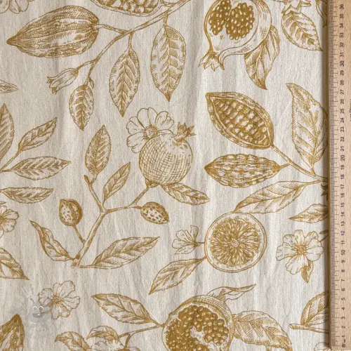 Tkanina dekoracyjna RUSTIC VINTAGE PRINT Granata peanut