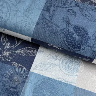 Tkanina dekoracyjna FRENCH TABLE CLOTH JACQUARD Cabosse allover indigo
