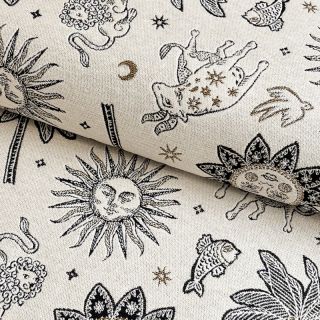 Tkanina dekoracyjna jacquard Pygmalion ecru noir