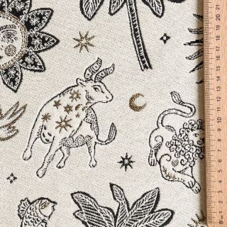 Tkanina dekoracyjna jacquard Pygmalion ecru noir