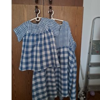 Muślin double gauze Double sided CHECKS MINI indigo