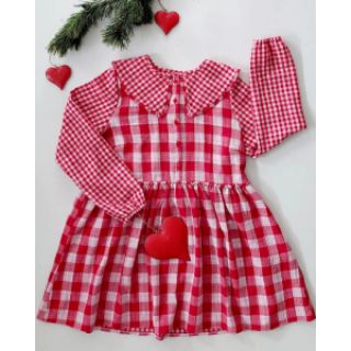 Muślin double gauze Double sided CHECKS MINI red