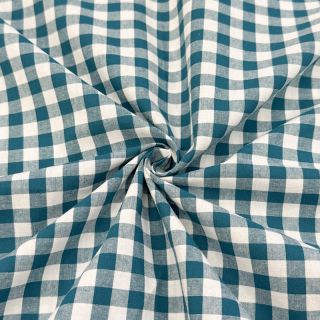Bawełniana tkanina Check petrol