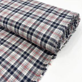 Wiskoza Scottish Check YARN DYED BRUSHED navy ecru red