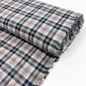 Wiskoza Scottish Check YARN DYED BRUSHED navy ecru red