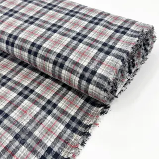 Wiskoza Scottish Check YARN DYED BRUSHED navy ecru red