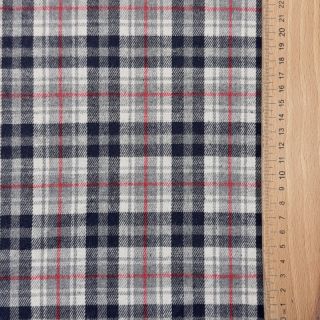 Wiskoza Scottish Check YARN DYED BRUSHED navy ecru red