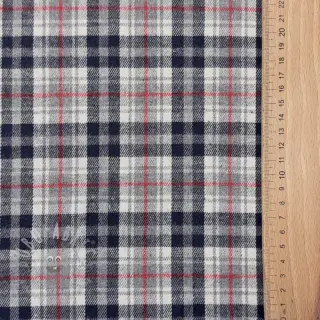 Wiskoza Scottish Check YARN DYED BRUSHED navy ecru red