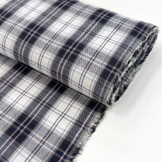 Wiskoza Scottish Check YARN DYED BRUSHED white navy