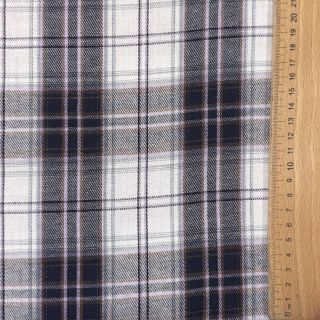 Wiskoza Scottish Check YARN DYED BRUSHED white navy