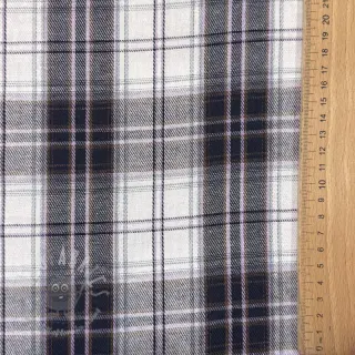 Wiskoza Scottish Check YARN DYED BRUSHED white navy