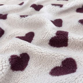 Tkanina płaszczowa TEDDY JACQUARD Hearts rouge
