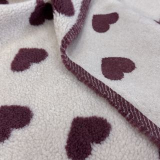 Tkanina płaszczowa TEDDY JACQUARD Hearts rouge