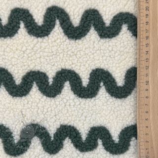 Tkanina płaszczowa TEDDY JACQUARD Waves army green