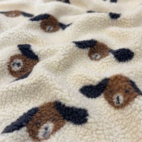 Tkanina płaszczowa TEDDY JACQUARD Dogs brown