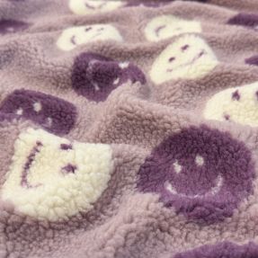 Tkanina płaszczowa TEDDY JACQUARD Happy faces mauve