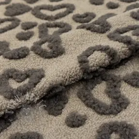 Tkanina płaszczowa TEDDY Hearts sand