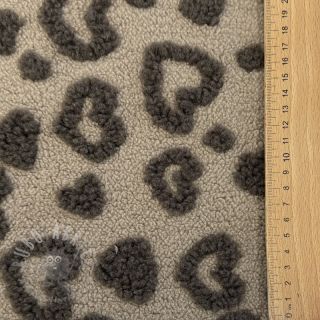 Tkanina płaszczowa TEDDY Hearts sand