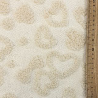 Tkanina płaszczowa TEDDY Hearts off white