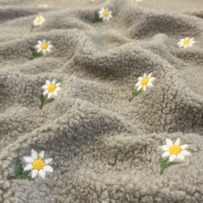 Tkanina płaszczowa TEDDY EMBROIDERY Flowers pebble