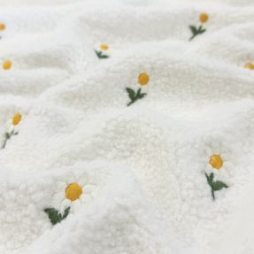 Tkanina płaszczowa TEDDY EMBROIDERY Flowers off white