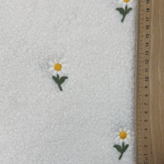 Tkanina płaszczowa TEDDY EMBROIDERY Flowers off white