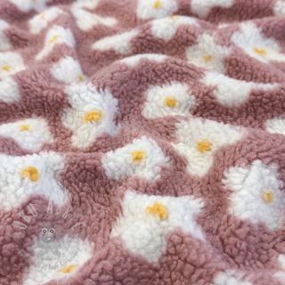 Tkanina płaszczowa TEDDY Daisy old pink
