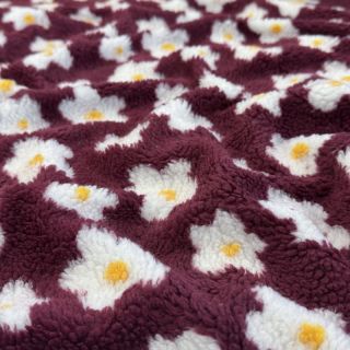 Tkanina płaszczowa TEDDY Daisy brom beere