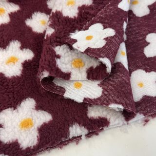 Tkanina płaszczowa TEDDY Daisy brom beere