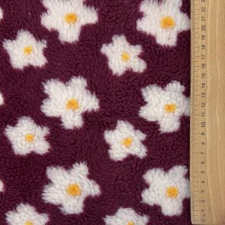 Tkanina płaszczowa TEDDY Daisy brom beere