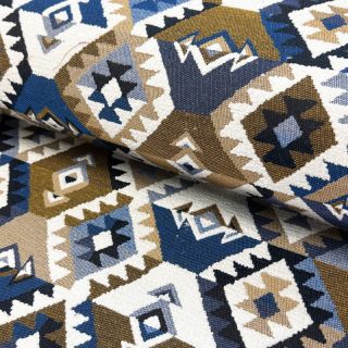 Tkanina dekoracyjna jacquard Kilim cobalt havane