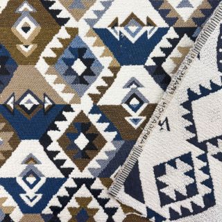 Tkanina dekoracyjna jacquard Kilim cobalt havane