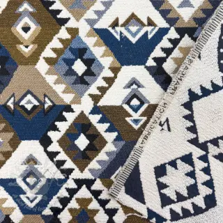 Tkanina dekoracyjna jacquard Kilim cobalt havane