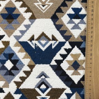 Tkanina dekoracyjna jacquard Kilim cobalt havane