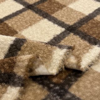 Tkanina płaszczowa Bouclé Squares design E