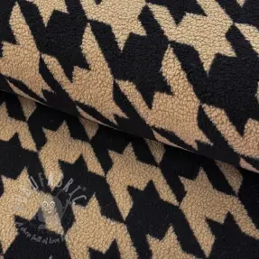 Tkanina płaszczowa TEDDY JACQUARD PIED DE POULE camel